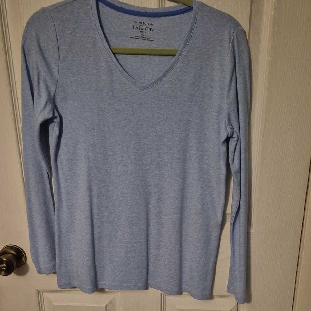 Talbots Sky Blue V-Neck Long Sleeve Top